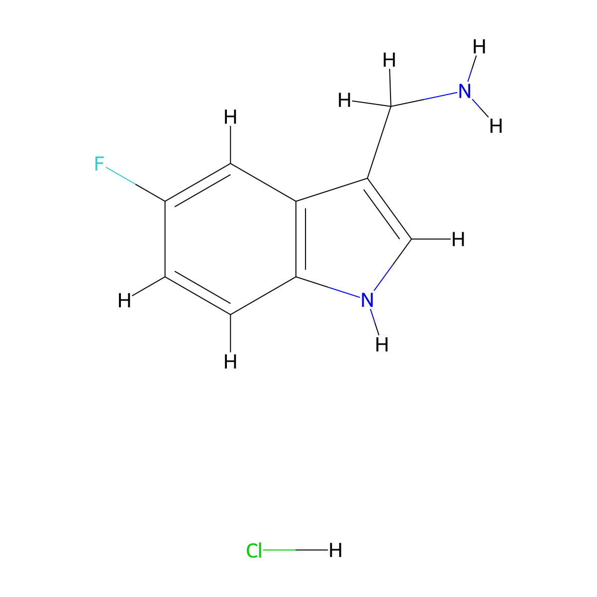 (5-fluoro-1H-indol-3-yl)methanamine hydrochloride molecular structure, CAS 2248375-66-6