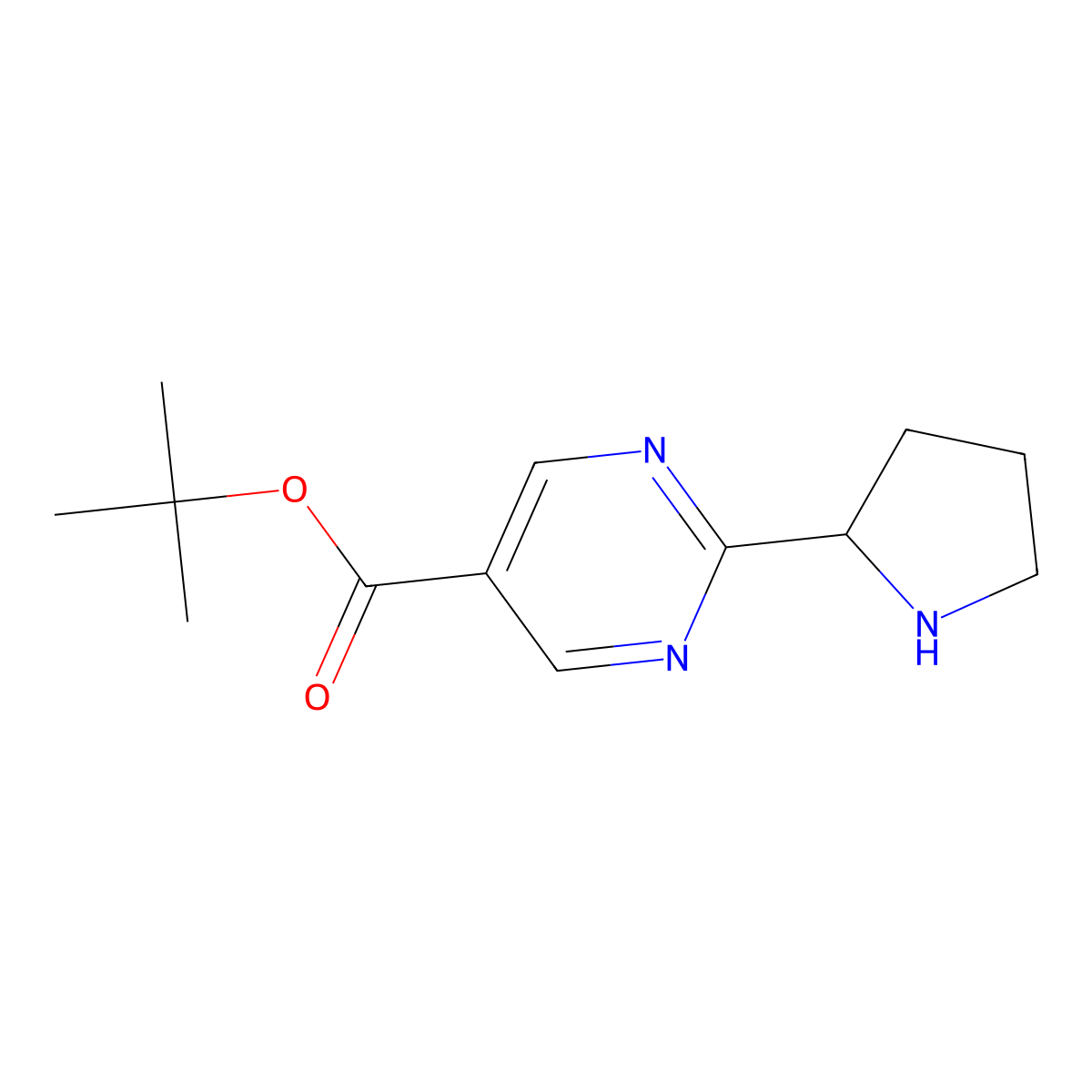 Tert-butyl 2-(pyrrolidin-2-yl)pyrimidine-5-carboxylate molecular structure, CAS 2248375-90-6