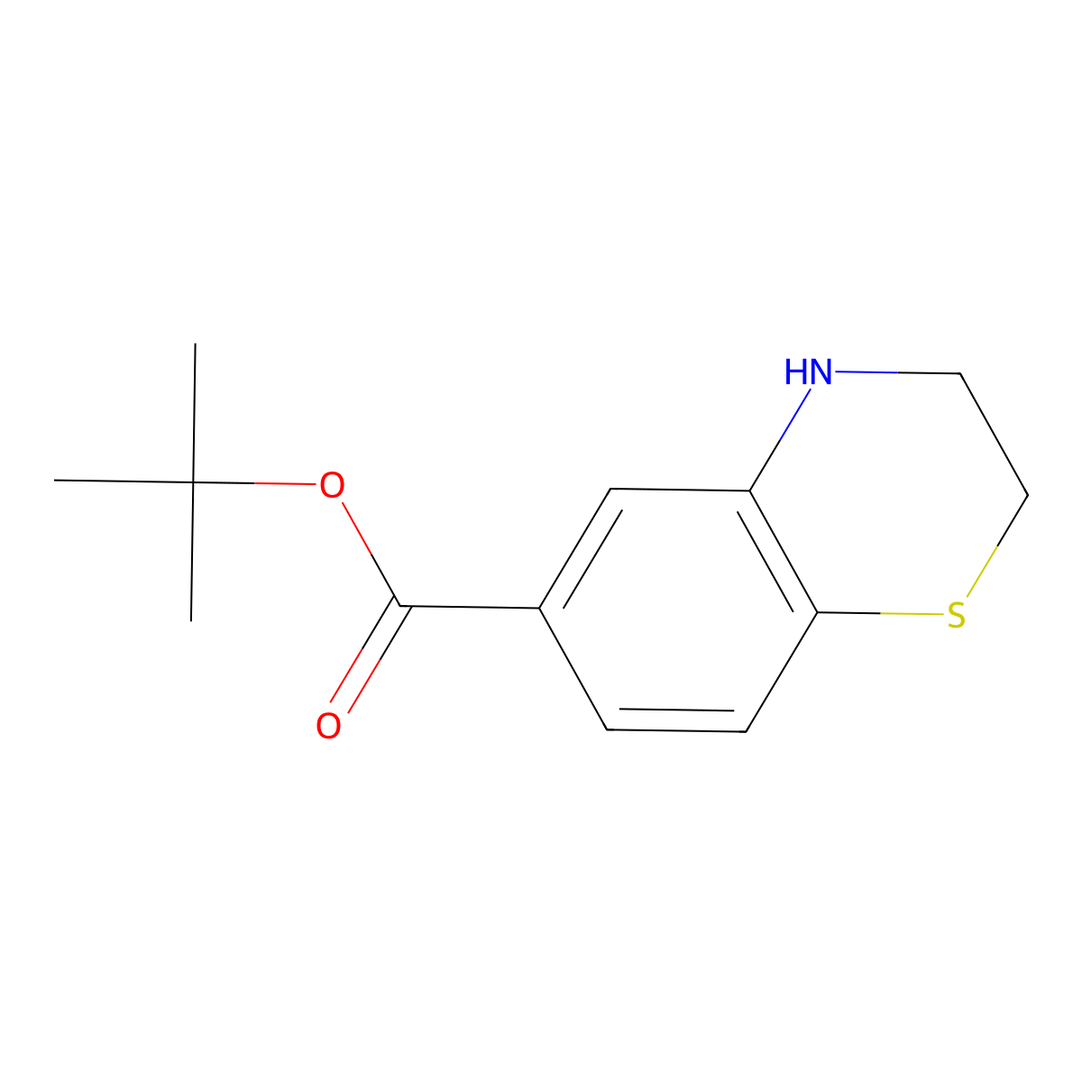 Tert-butyl 3,4-dihydro-2H-1,4-benzothiazine-6-carboxylate molecular structure, CAS 2248376-69-2