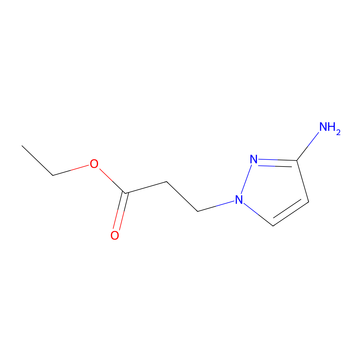 ethyl 3-(3-amino-1H-pyrazol-1-yl)propanoate molecular structure, CAS 2248376-76-1