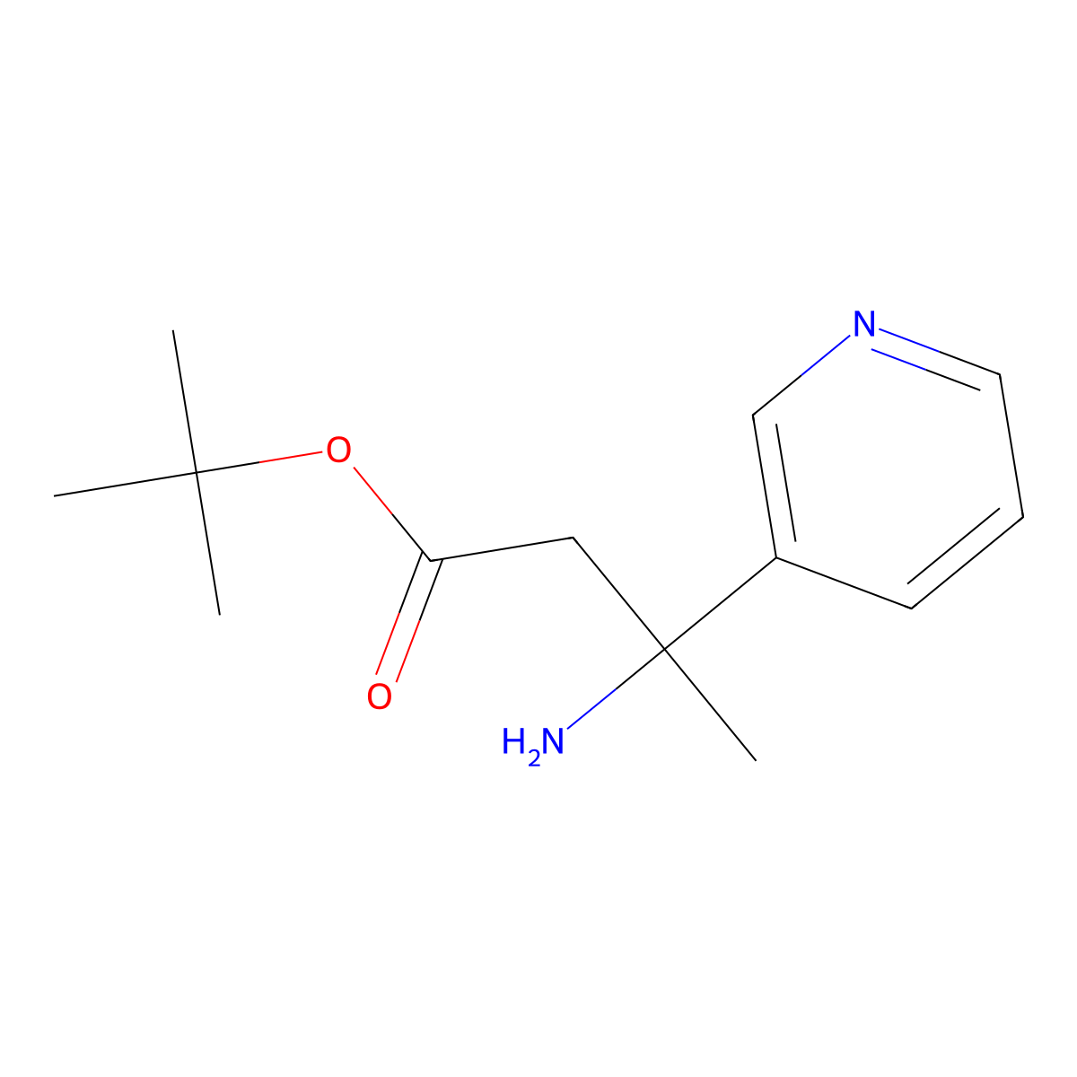 Tert-butyl 3-amino-3-(pyridin-3-yl)butanoate molecular structure, CAS 2248376-87-4