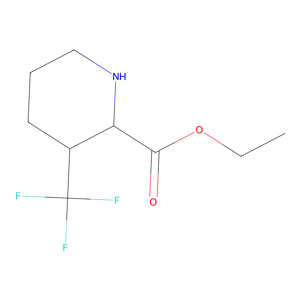 rac-ethyl (2R,3S)-3-(trifluoromethyl)piperidine-2-carboxylate molecular structure, CAS 2248377-39-9