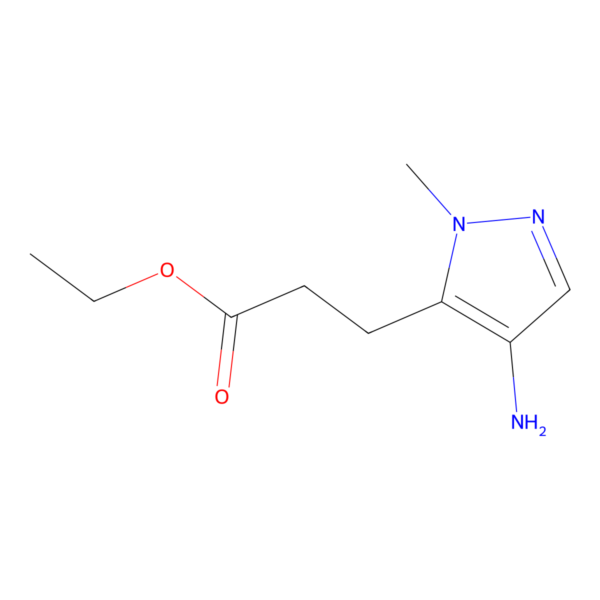 ethyl 3-(4-amino-1-methyl-1H-pyrazol-5-yl)propanoate molecular structure, CAS 2248378-19-8