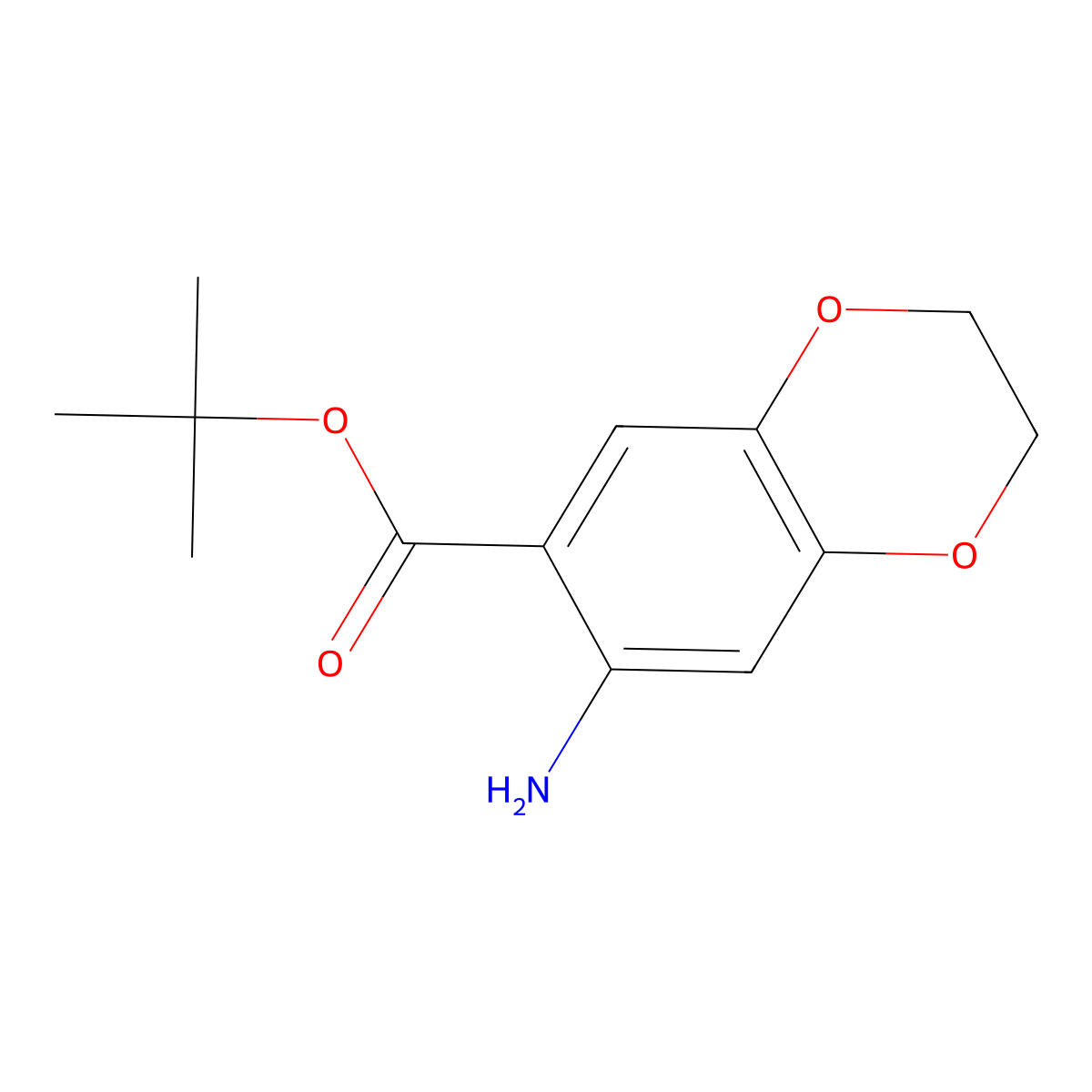 Tert-butyl 7-amino-2,3-dihydro-1,4-benzodioxine-6-carboxylate molecular structure, CAS 2248378-24-5