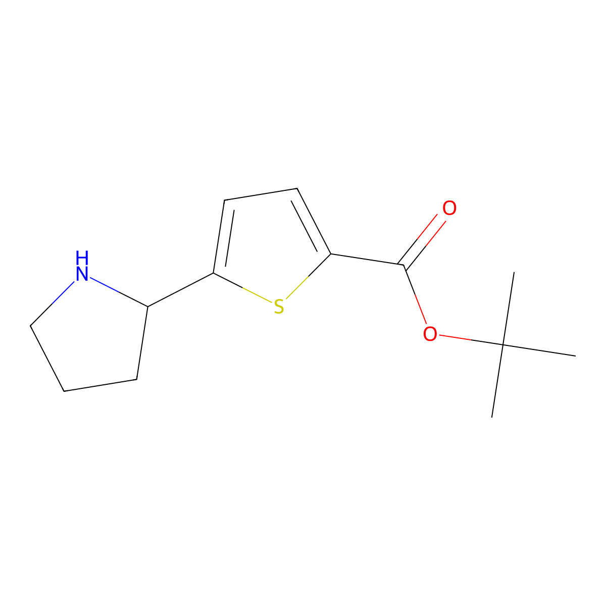 Tert-butyl 5-(pyrrolidin-2-yl)thiophene-2-carboxylate molecular structure, CAS 2248378-27-8