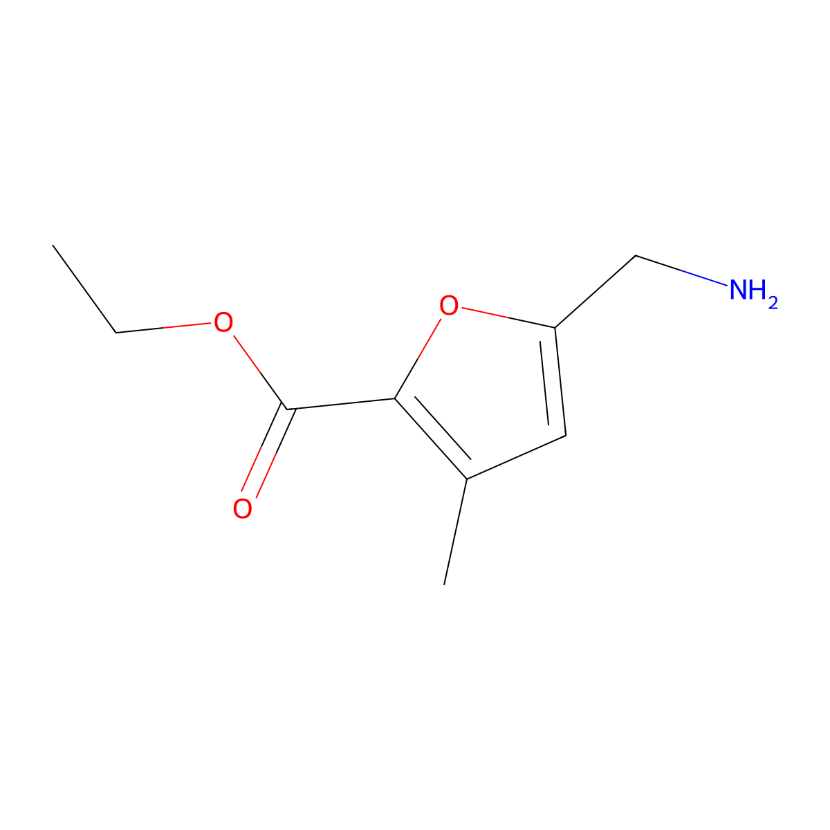 Ethyl 5-(aminomethyl)-3-methylfuran-2-carboxylate molecular structure, CAS 2248378-29-0