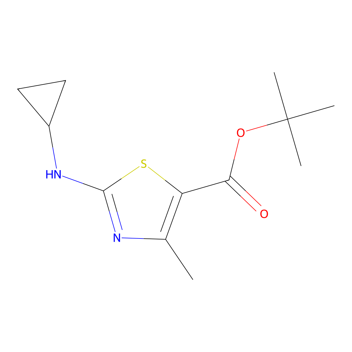 Tert-butyl 2-(cyclopropylamino)-4-methyl-1,3-thiazole-5-carboxylate molecular structure, CAS 2248379-27-1