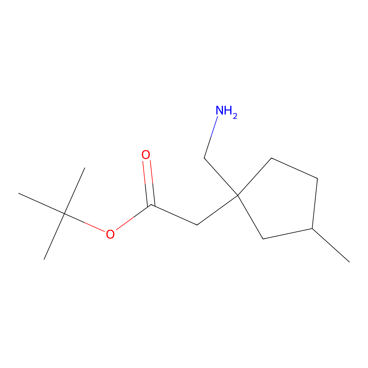 Tert-butyl 2-[1-(aminomethyl)-3-methylcyclopentyl]acetate molecular structure, CAS 2248379-40-8