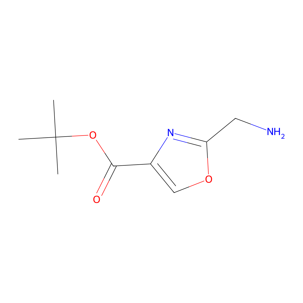 Tert-butyl 2-(aminomethyl)-1,3-oxazole-4-carboxylate molecular structure, CAS 2248379-68-0