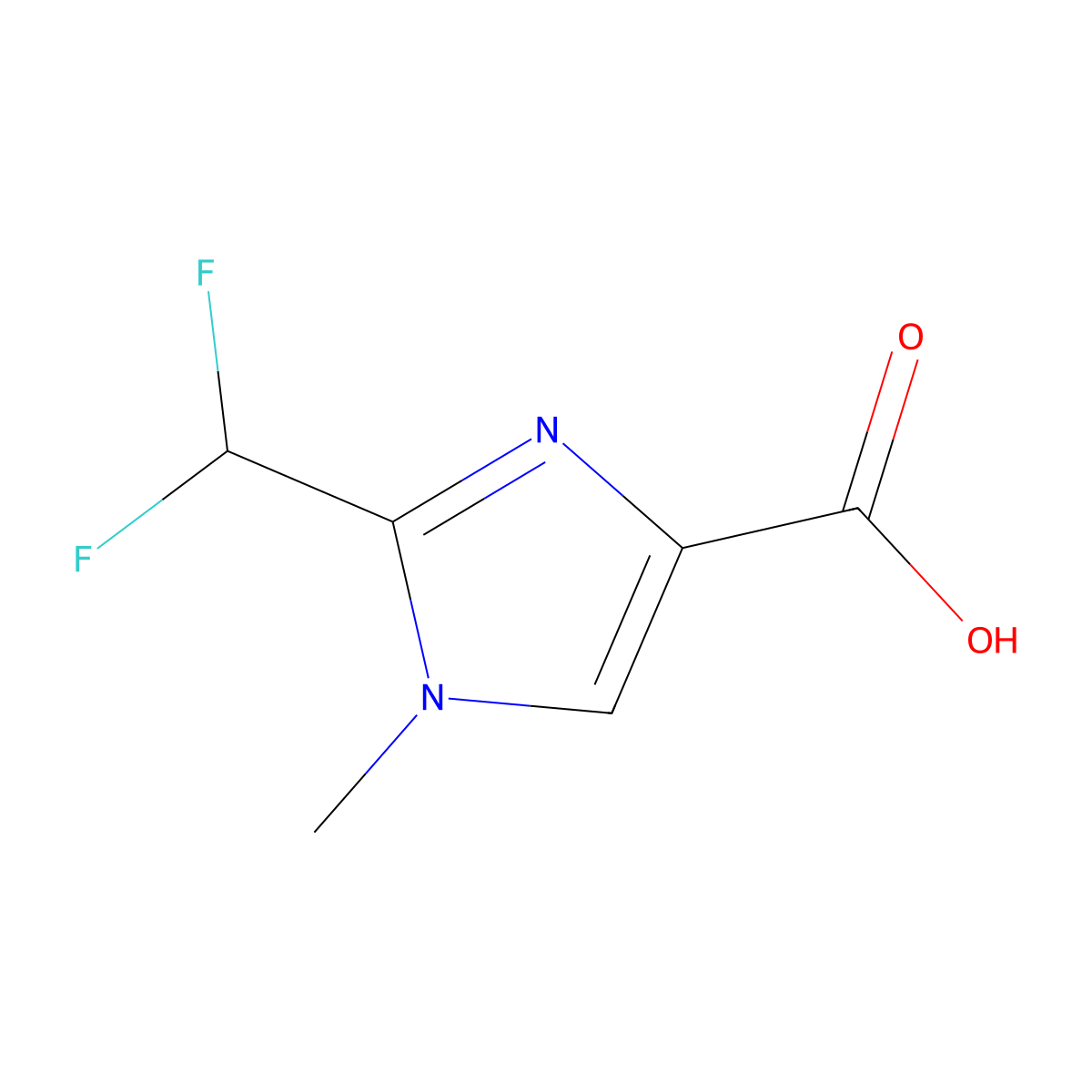 2-(difluoromethyl)-1-methyl-1H-imidazole-4-carboxylic acid molecular structure, CAS 2248380-17-6