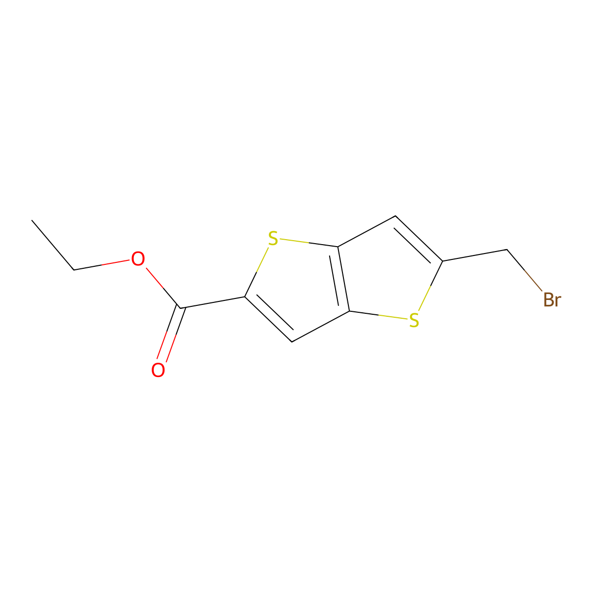 Ethyl 5-(bromomethyl)thieno[3,2-b]thiophene-2-carboxylate molecular structure, CAS 2248380-60-9