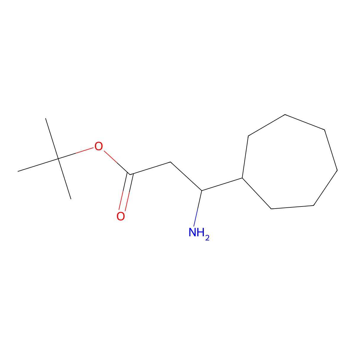 Tert-butyl 3-amino-3-cycloheptylpropanoate molecular structure, CAS 2248380-69-8