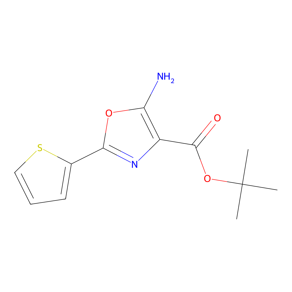 Tert-butyl 5-amino-2-(thiophen-2-yl)-1,3-oxazole-4-carboxylate molecular structure, CAS 2248380-75-6
