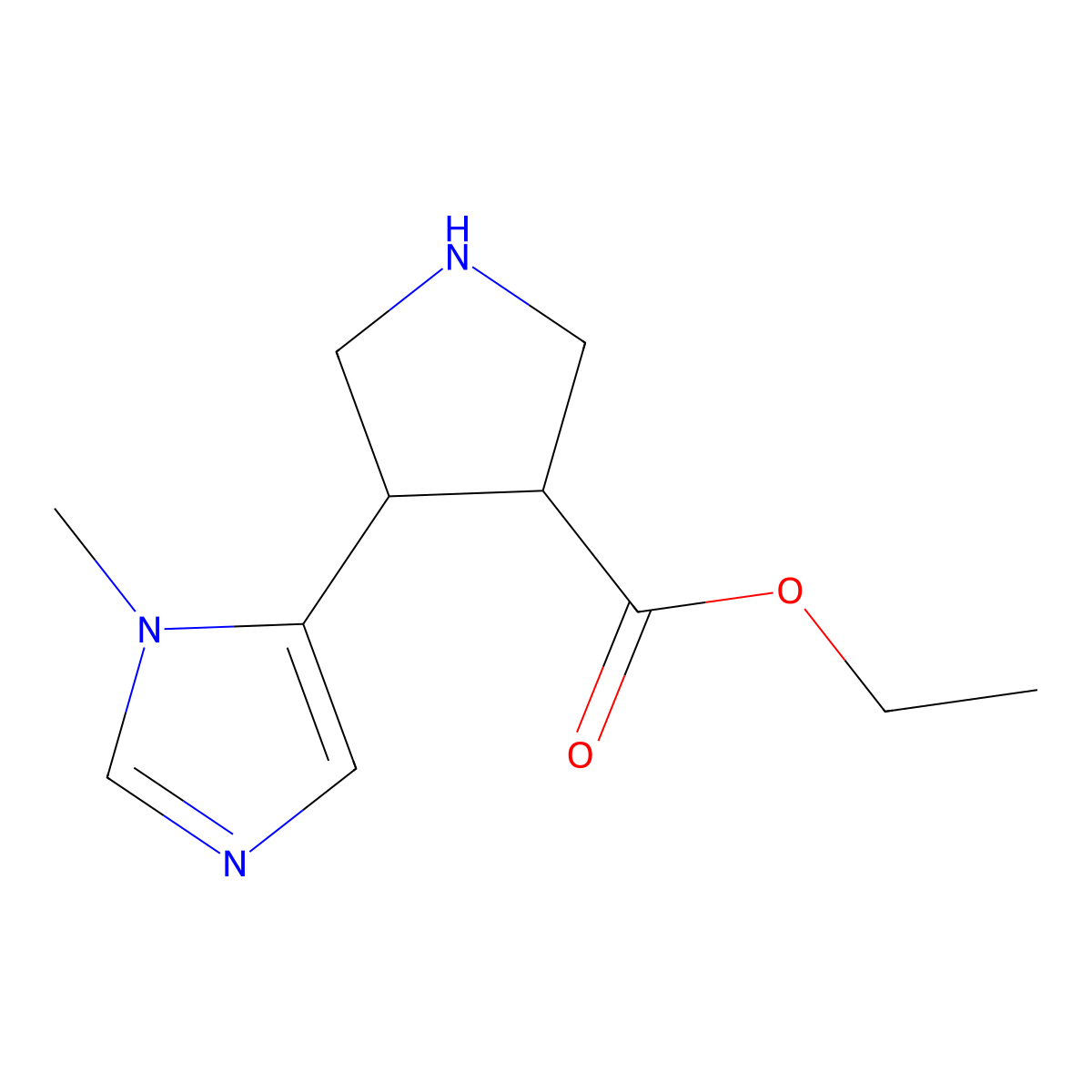 rac-ethyl (3R,4R)-4-(1-methyl-1H-imidazol-5-yl)pyrrolidine-3-carboxylate molecular structure, CAS 2248381-25-9