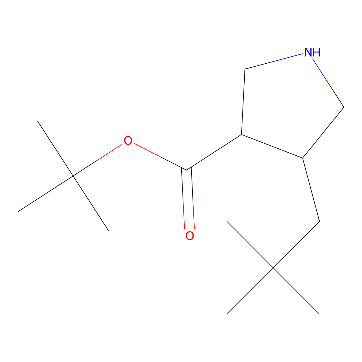 rac-tert-butyl (3R,4R)-4-(2,2-dimethylpropyl)pyrrolidine-3-carboxylate molecular structure, CAS 2248381-53-3