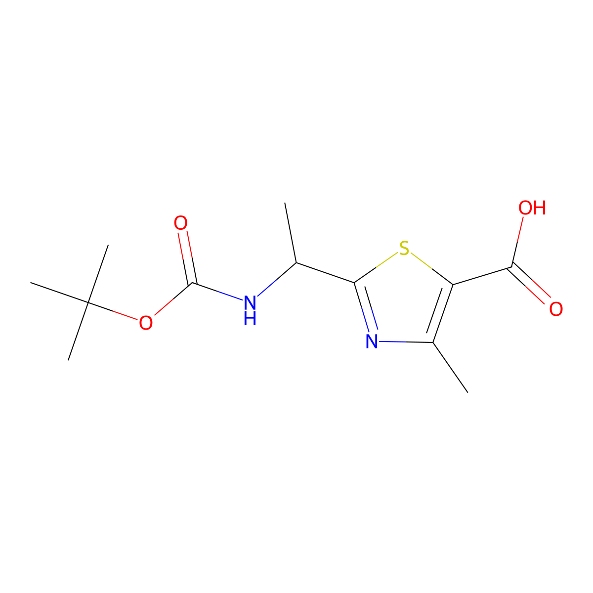 2-(1-{[(Tert-butoxy)carbonyl]amino}ethyl)-4-methyl-1,3-thiazole-5-carboxylic acid molecular structure, CAS 2248382-93-4