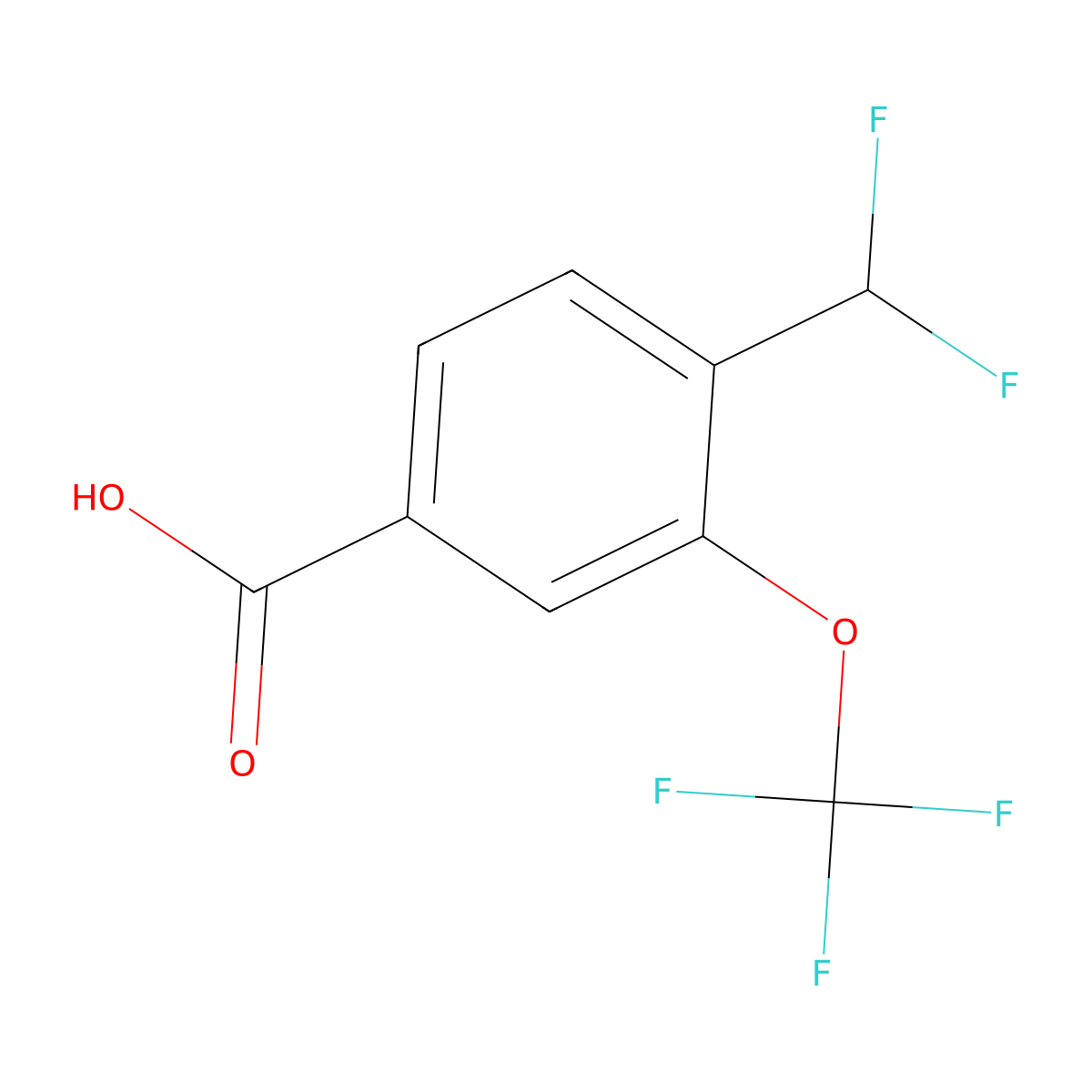 4-(Difluoromethyl)-3-(trifluoromethoxy)benzoic acid molecular structure, CAS 2248383-18-6
