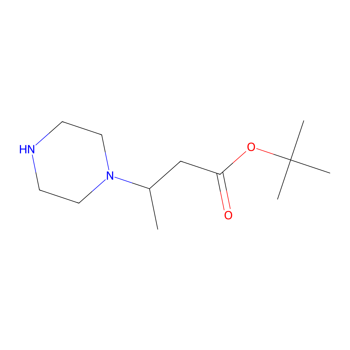 Tert-butyl 3-(piperazin-1-yl)butanoate molecular structure, CAS 2248383-53-9
