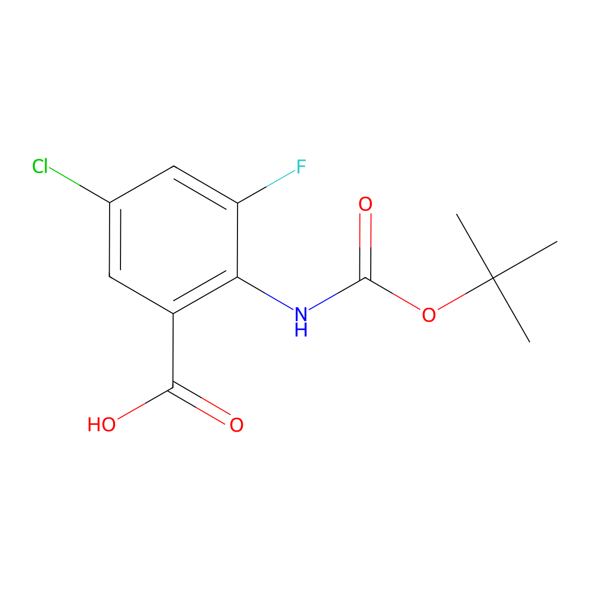 2-{[(Tert-butoxy)carbonyl]amino}-5-chloro-3-fluorobenzoic acid molecular structure, CAS 2248383-69-7