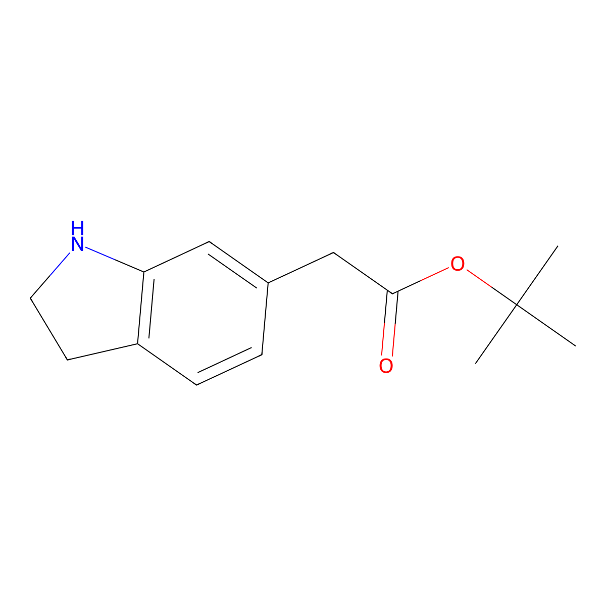 Tert-butyl 2-(2,3-dihydro-1H-indol-6-yl)acetate molecular structure, CAS 2248384-23-6