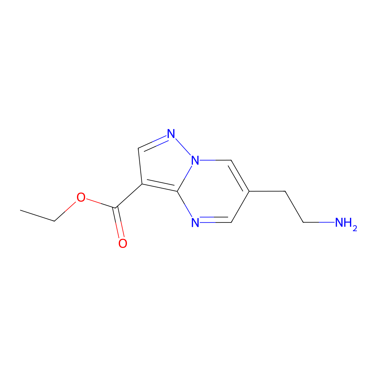 Ethyl 6-(2-aminoethyl)pyrazolo[1,5-a]pyrimidine-3-carboxylate molecular structure, CAS 2248384-36-1