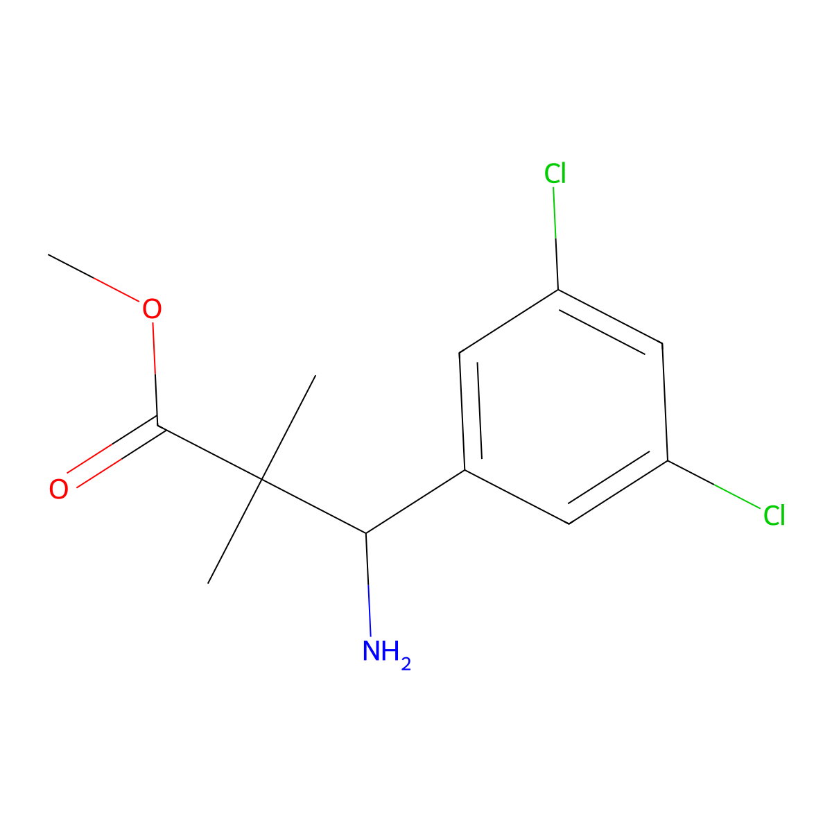 Methyl 3-amino-3-(3,5-dichlorophenyl)-2,2-dimethylpropanoate molecular structure, CAS 2248385-16-0