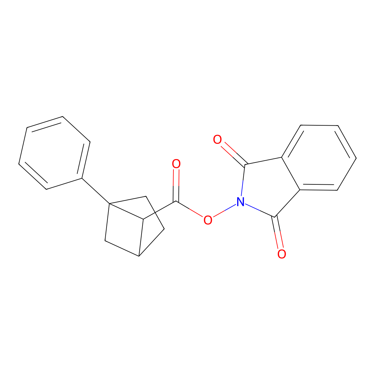 rac-1,3-dioxo-2,3-dihydro-1H-isoindol-2-yl (1R,4R,5R)-1-phenylbicyclo[2.1.1]hexane-5-carboxylate molecular structure, CAS 2248385-55-7