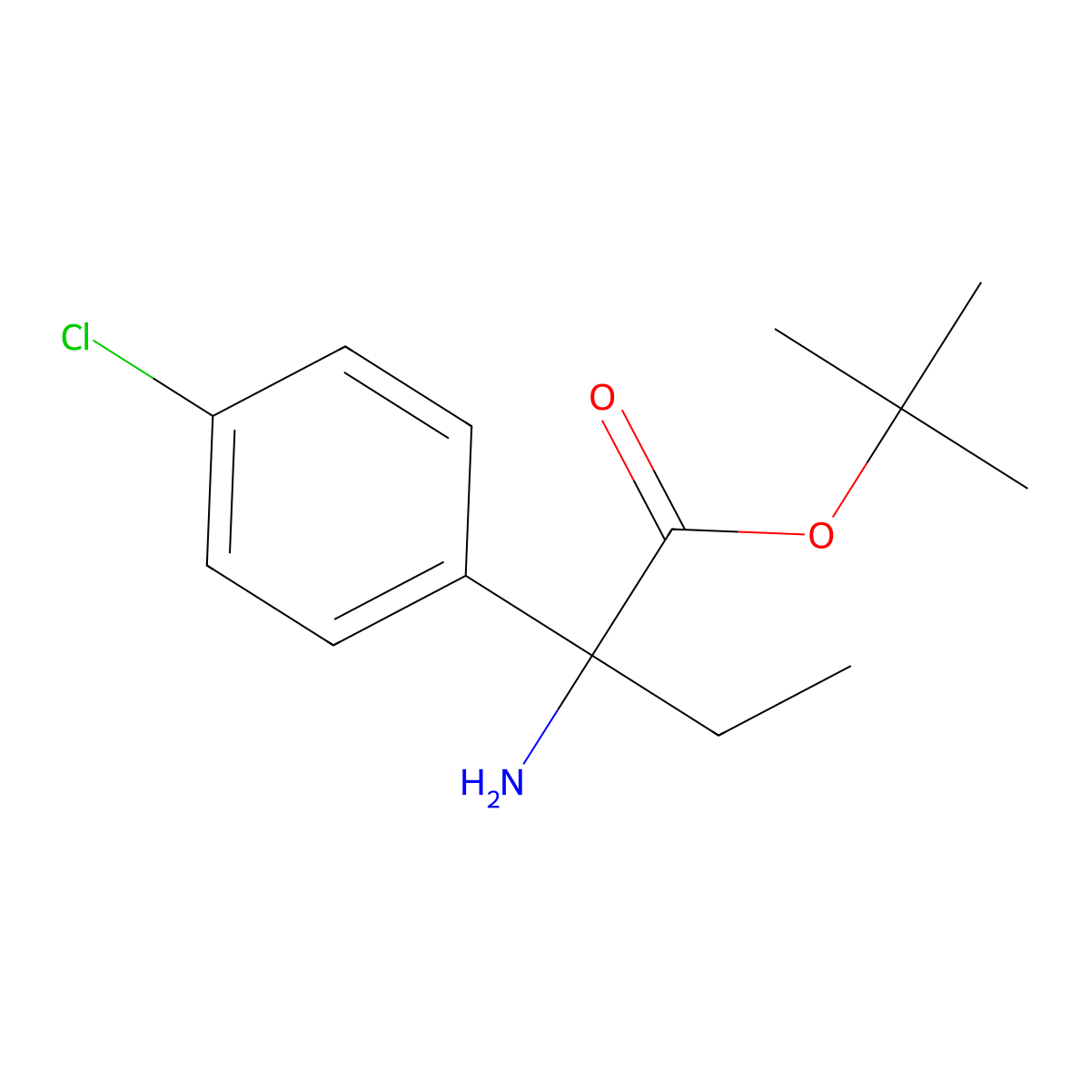 Tert-butyl 2-amino-2-(4-chlorophenyl)butanoate molecular structure, CAS 2248385-57-9