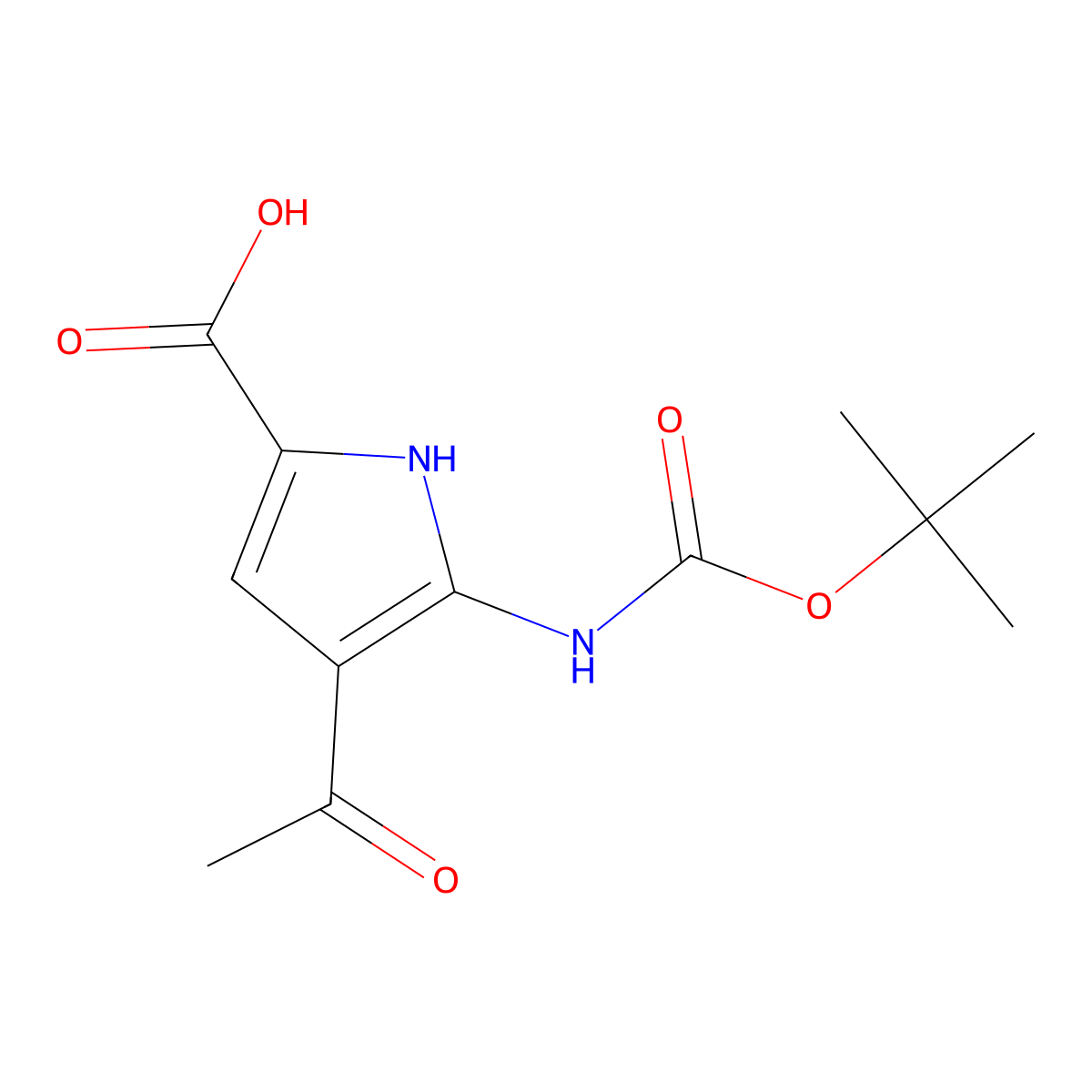 4-acetyl-5-{[(tert-butoxy)carbonyl]amino}-1H-pyrrole-2-carboxylic acid molecular structure, CAS 2248385-79-5
