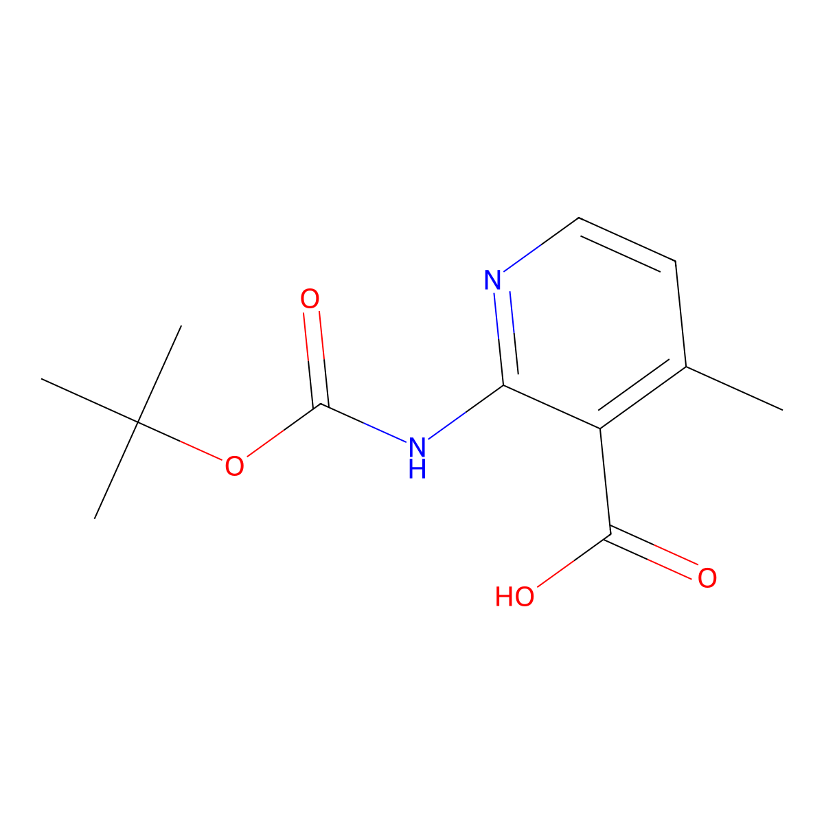 2-{[(Tert-butoxy)carbonyl]amino}-4-methylpyridine-3-carboxylic acid molecular structure, CAS 2248386-06-1