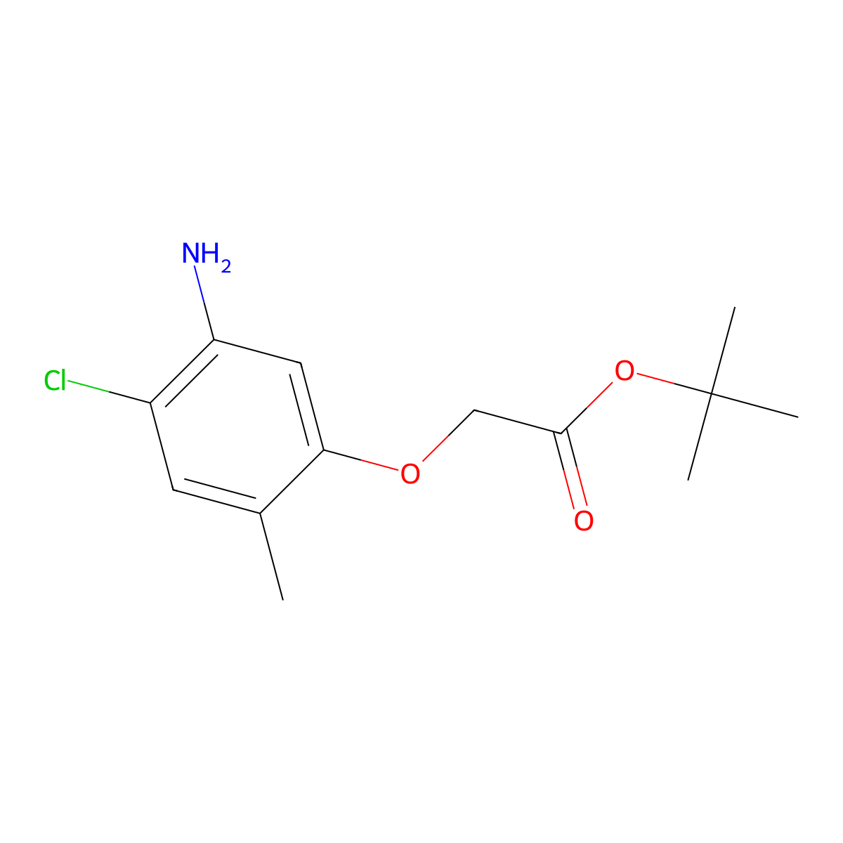 Tert-butyl 2-(5-amino-4-chloro-2-methylphenoxy)acetate molecular structure, CAS 2248386-67-4