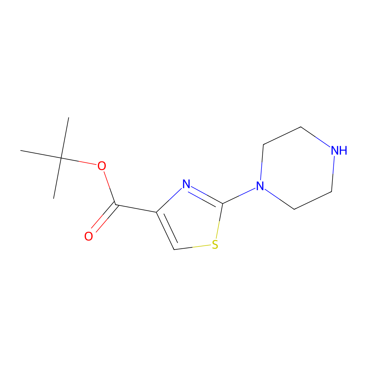 Tert-butyl 2-(piperazin-1-yl)-1,3-thiazole-4-carboxylate molecular structure, CAS 2248387-41-7