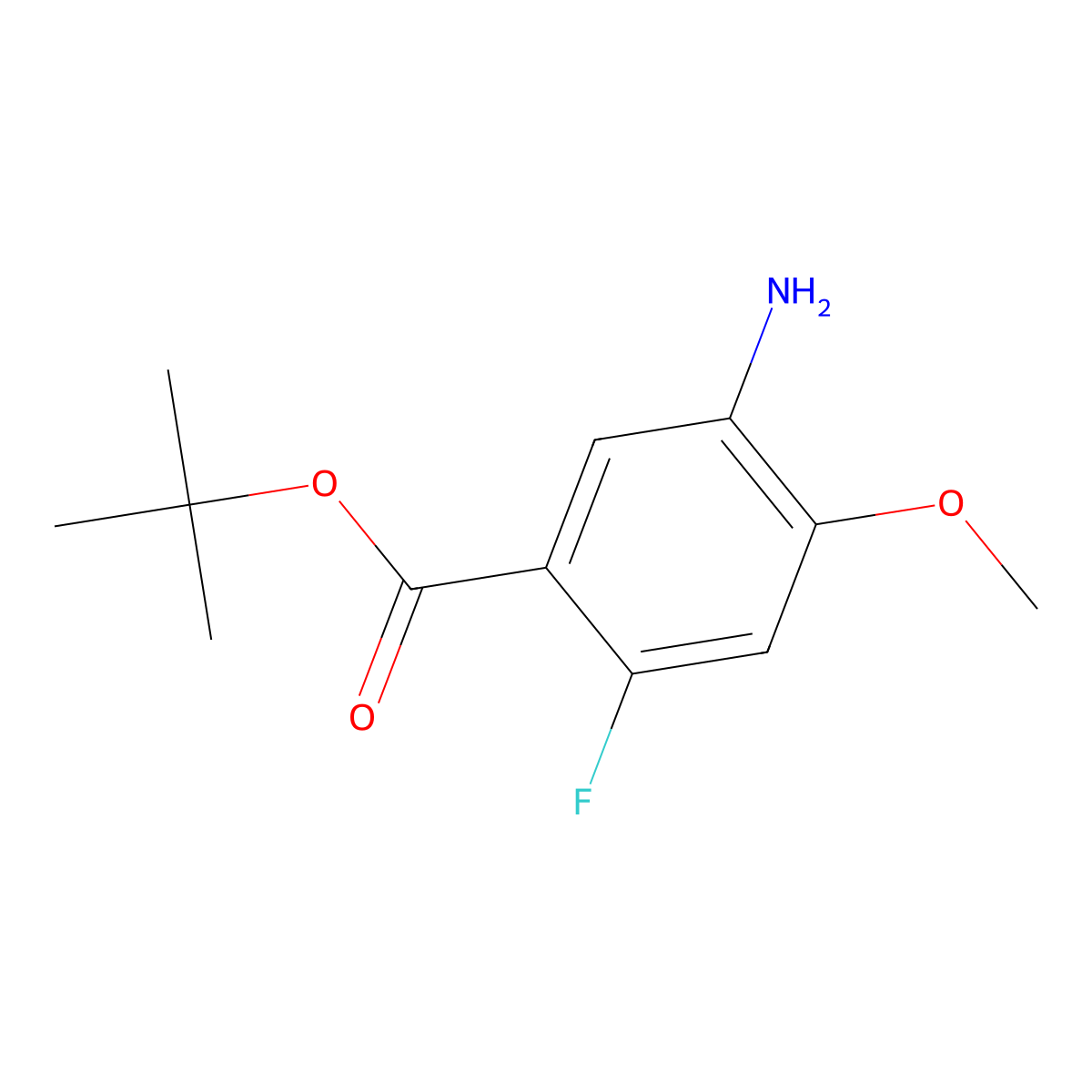 Tert-butyl 5-amino-2-fluoro-4-methoxybenzoate molecular structure, CAS 2248387-81-5