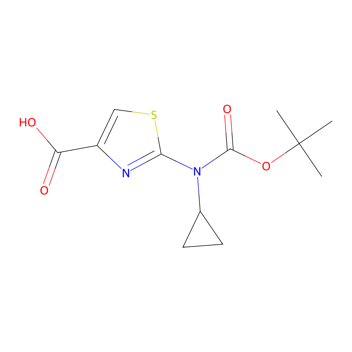 2-{[(Tert-butoxy)carbonyl](cyclopropyl)amino}-1,3-thiazole-4-carboxylic acid molecular structure, CAS 2248387-91-7