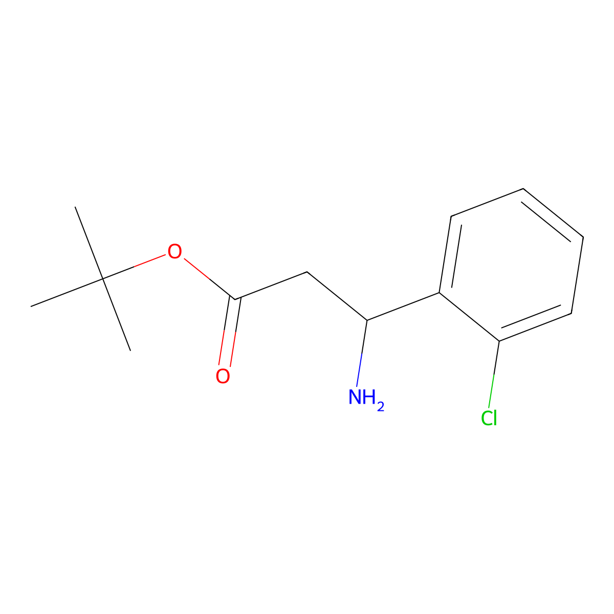 Tert-butyl 3-amino-3-(2-chlorophenyl)propanoate molecular structure, CAS 2248388-36-3