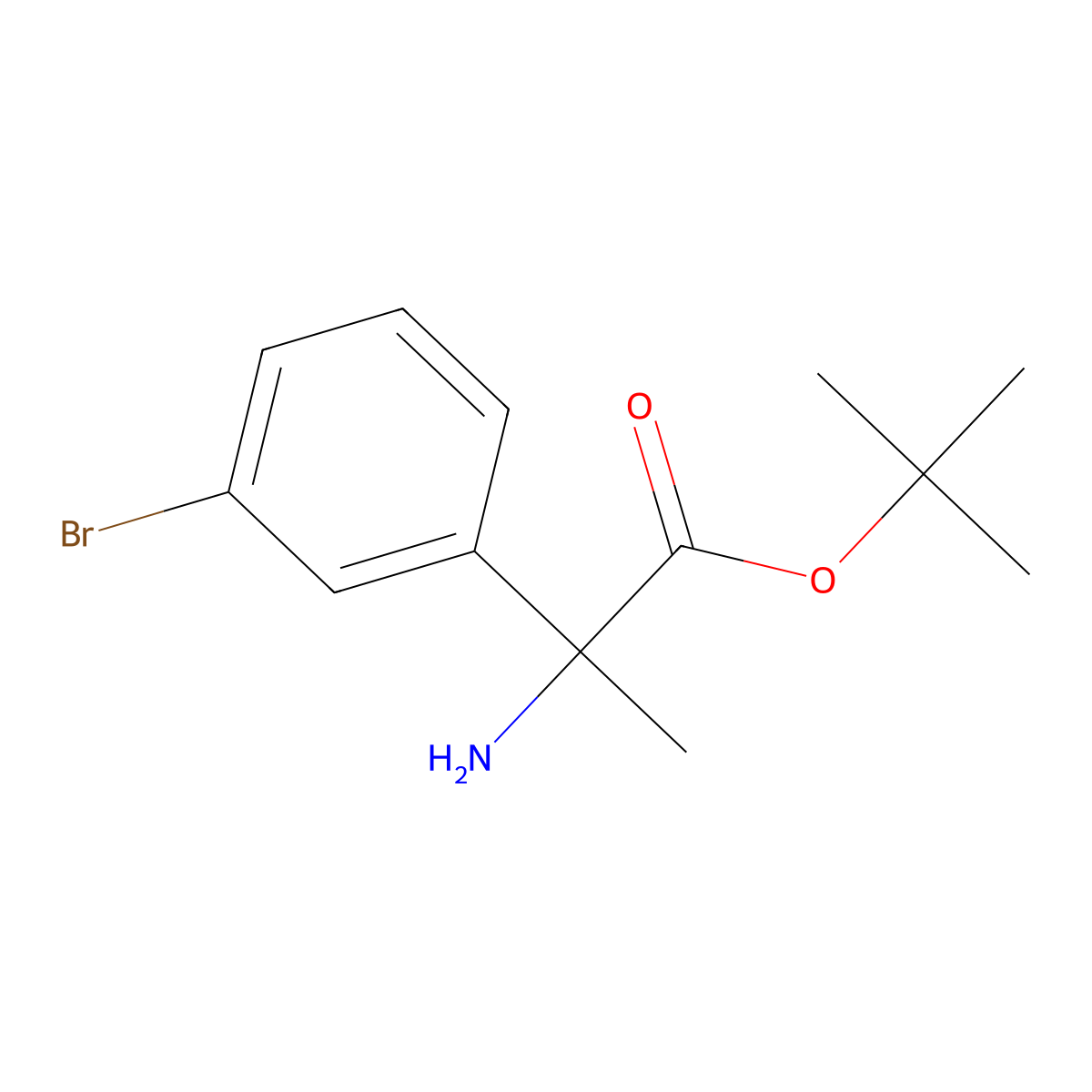 Tert-butyl 2-amino-2-(3-bromophenyl)propanoate molecular structure, CAS 2248388-41-0
