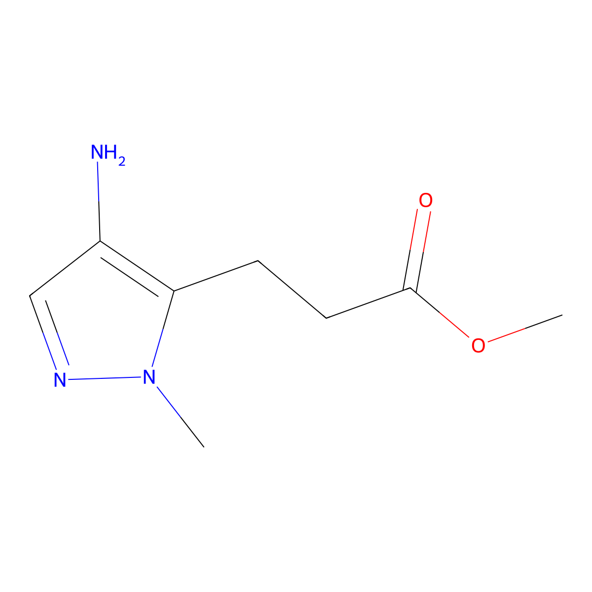methyl 3-(4-amino-1-methyl-1H-pyrazol-5-yl)propanoate molecular structure, CAS 2248388-42-1