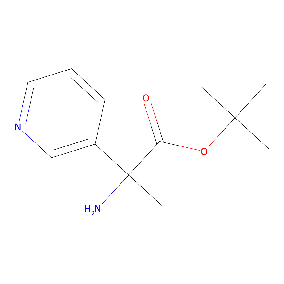 Tert-butyl 2-amino-2-(pyridin-3-yl)propanoate molecular structure, CAS 2248388-50-1