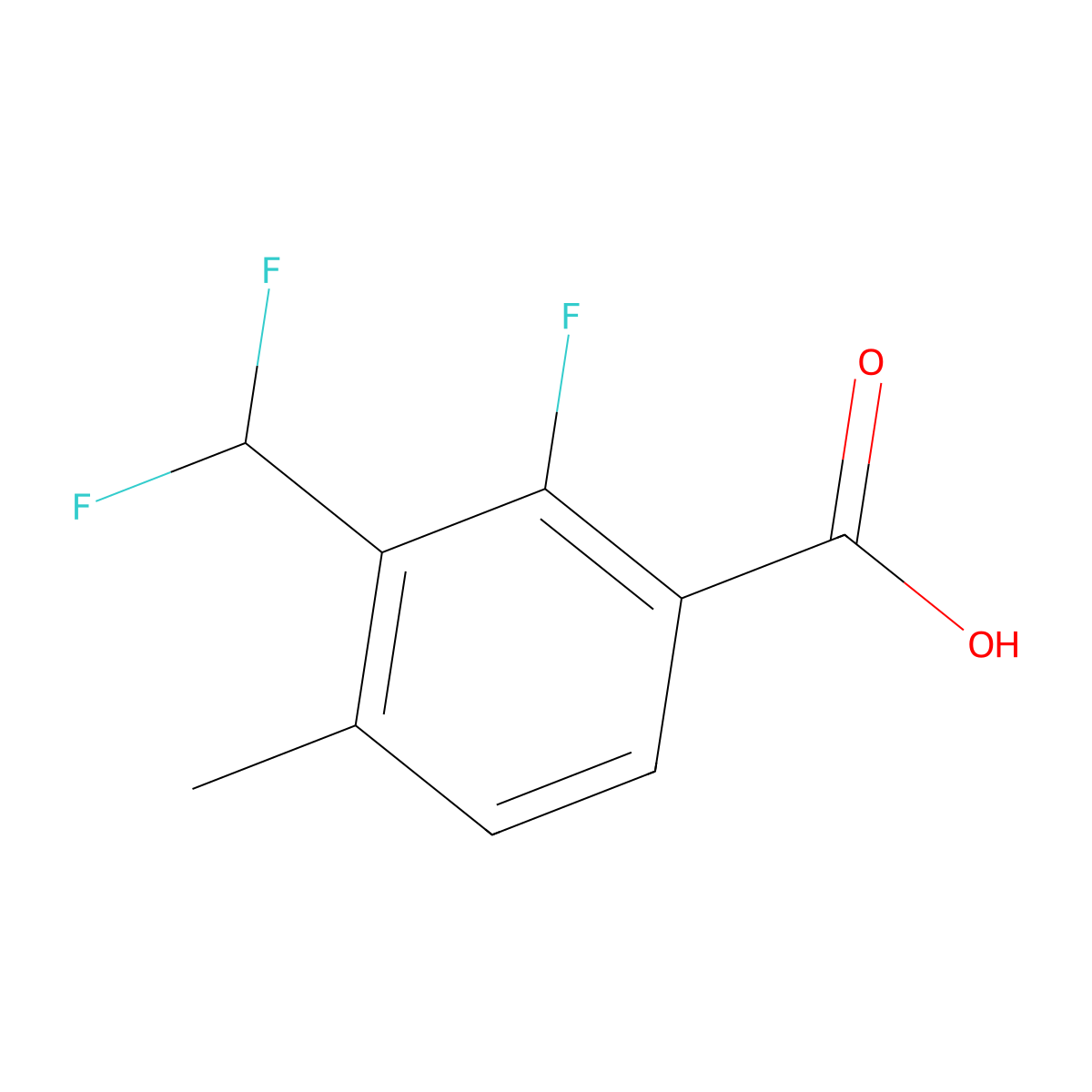 3-(Difluoromethyl)-2-fluoro-4-methylbenzoic acid molecular structure, CAS 2248388-68-1