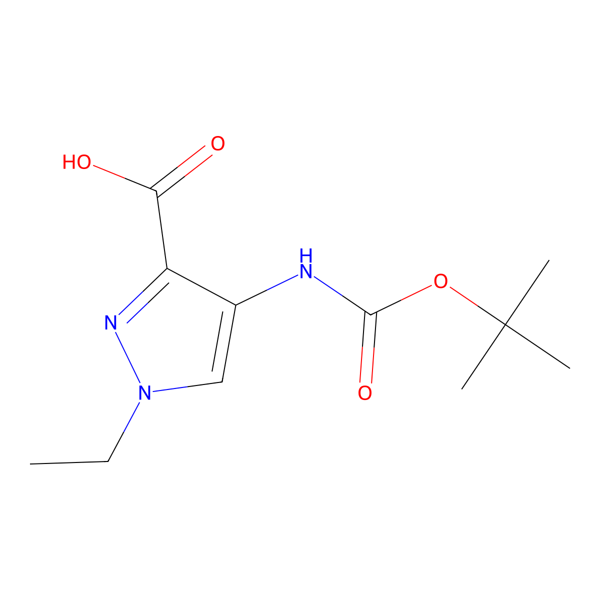 4-{[(tert-butoxy)carbonyl]amino}-1-ethyl-1H-pyrazole-3-carboxylic acid molecular structure, CAS 2248388-91-0