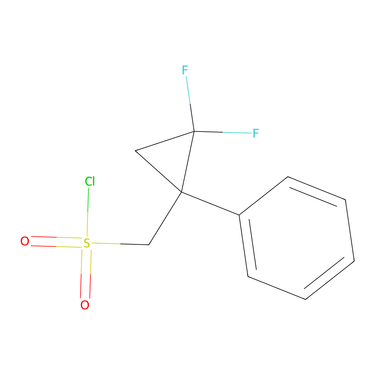 (2,2-Difluoro-1-phenylcyclopropyl)methanesulfonyl chloride molecular structure, CAS 2248390-03-4