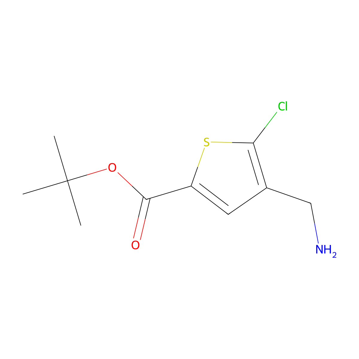 Tert-butyl 4-(aminomethyl)-5-chlorothiophene-2-carboxylate molecular structure, CAS 2248390-06-7