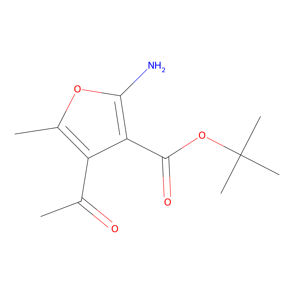 Tert-butyl 4-acetyl-2-amino-5-methylfuran-3-carboxylate molecular structure, CAS 2248390-13-6