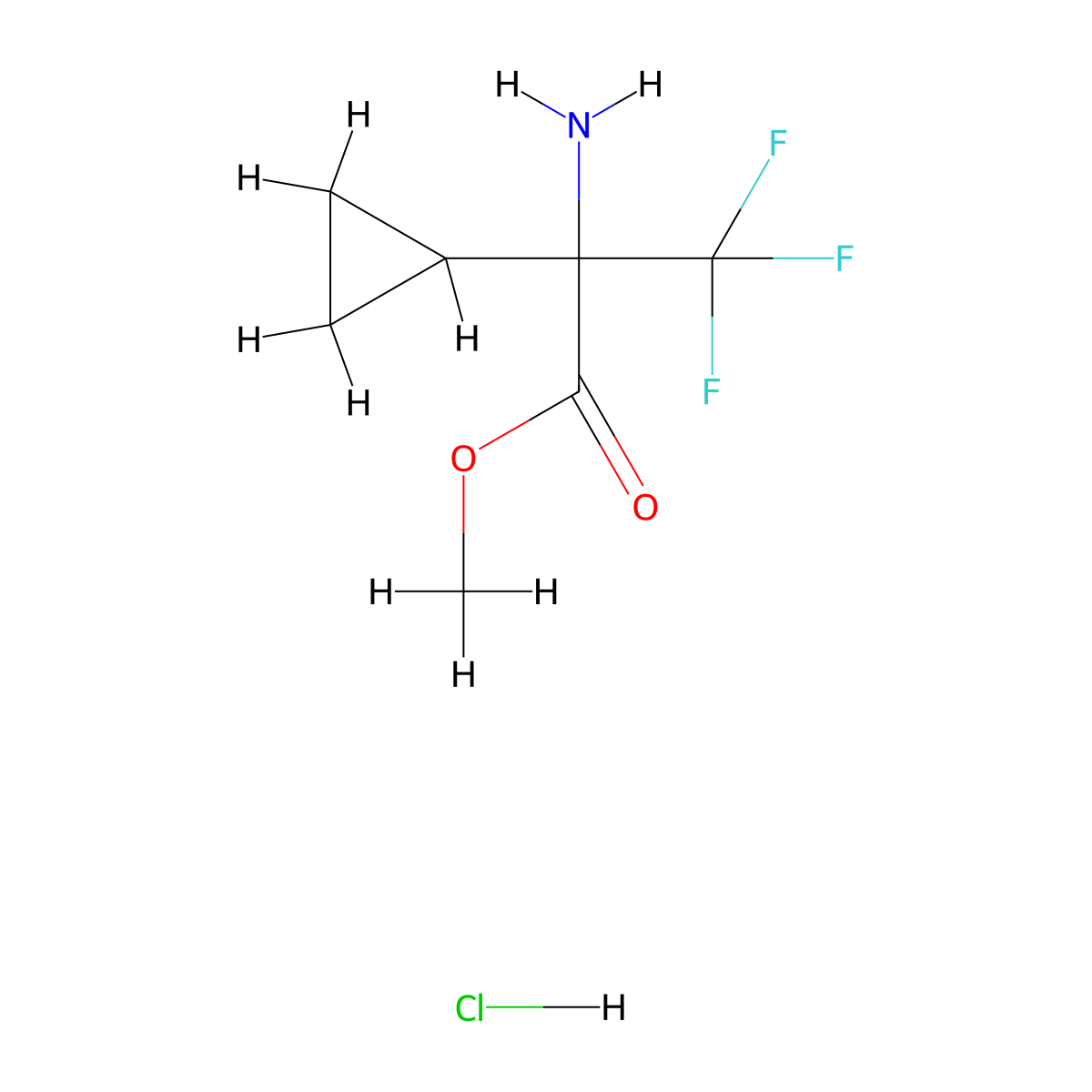 Methyl 2-amino-2-cyclopropyl-3,3,3-trifluoropropanoate hydrochloride molecular structure, CAS 2248390-84-1