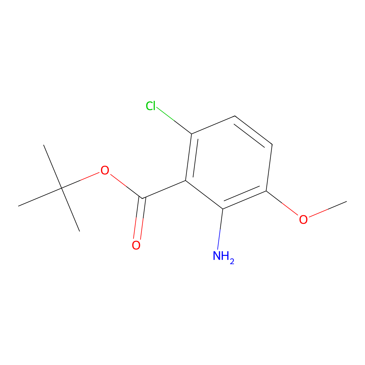 Tert-butyl 2-amino-6-chloro-3-methoxybenzoate molecular structure, CAS 2248390-96-5