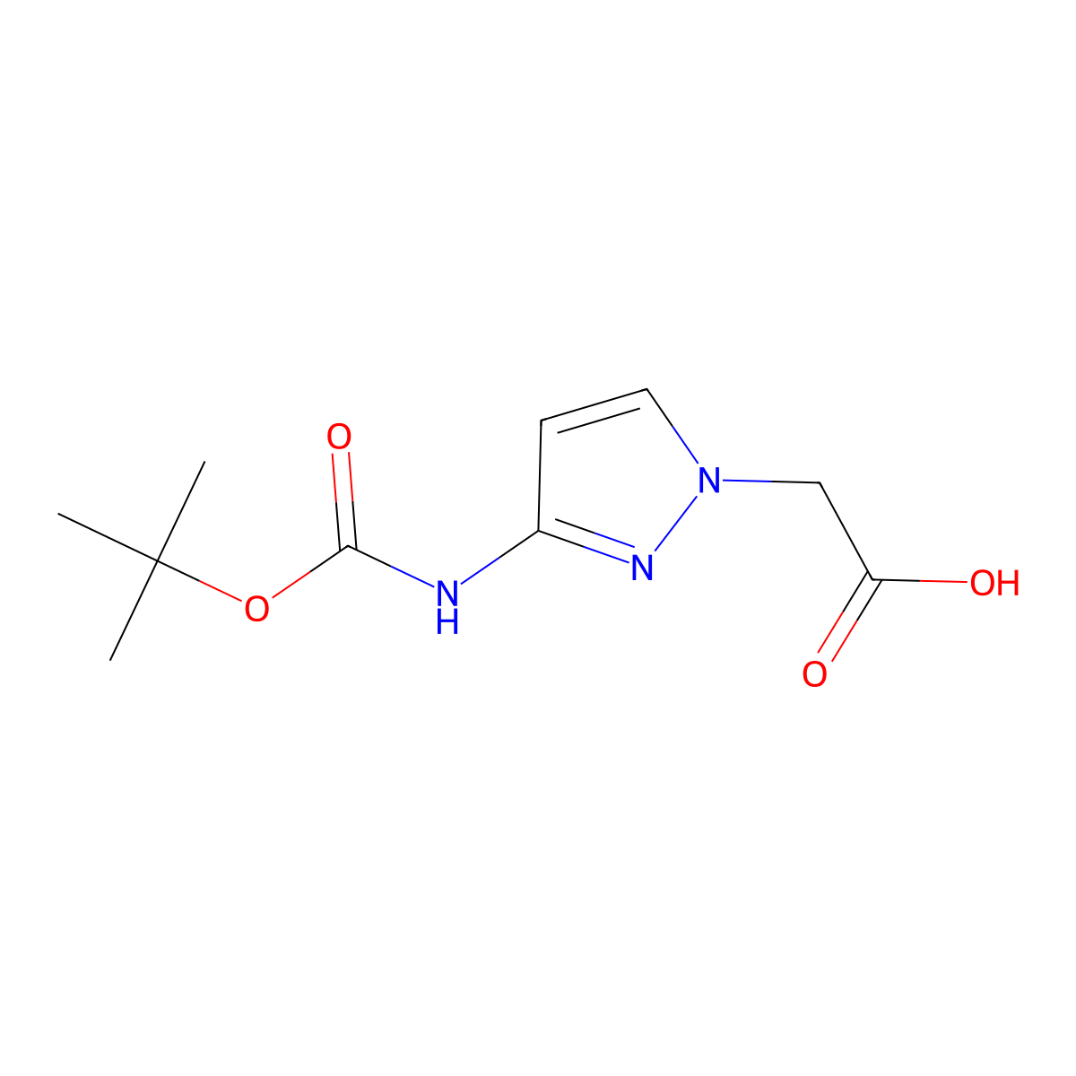 2-(3-{[(tert-butoxy)carbonyl]amino}-1H-pyrazol-1-yl)acetic acid molecular structure, CAS 2248391-93-5