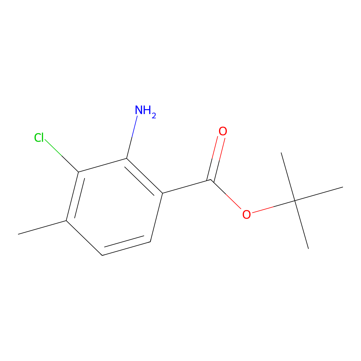 Tert-butyl 2-amino-3-chloro-4-methylbenzoate molecular structure, CAS 2248392-47-2