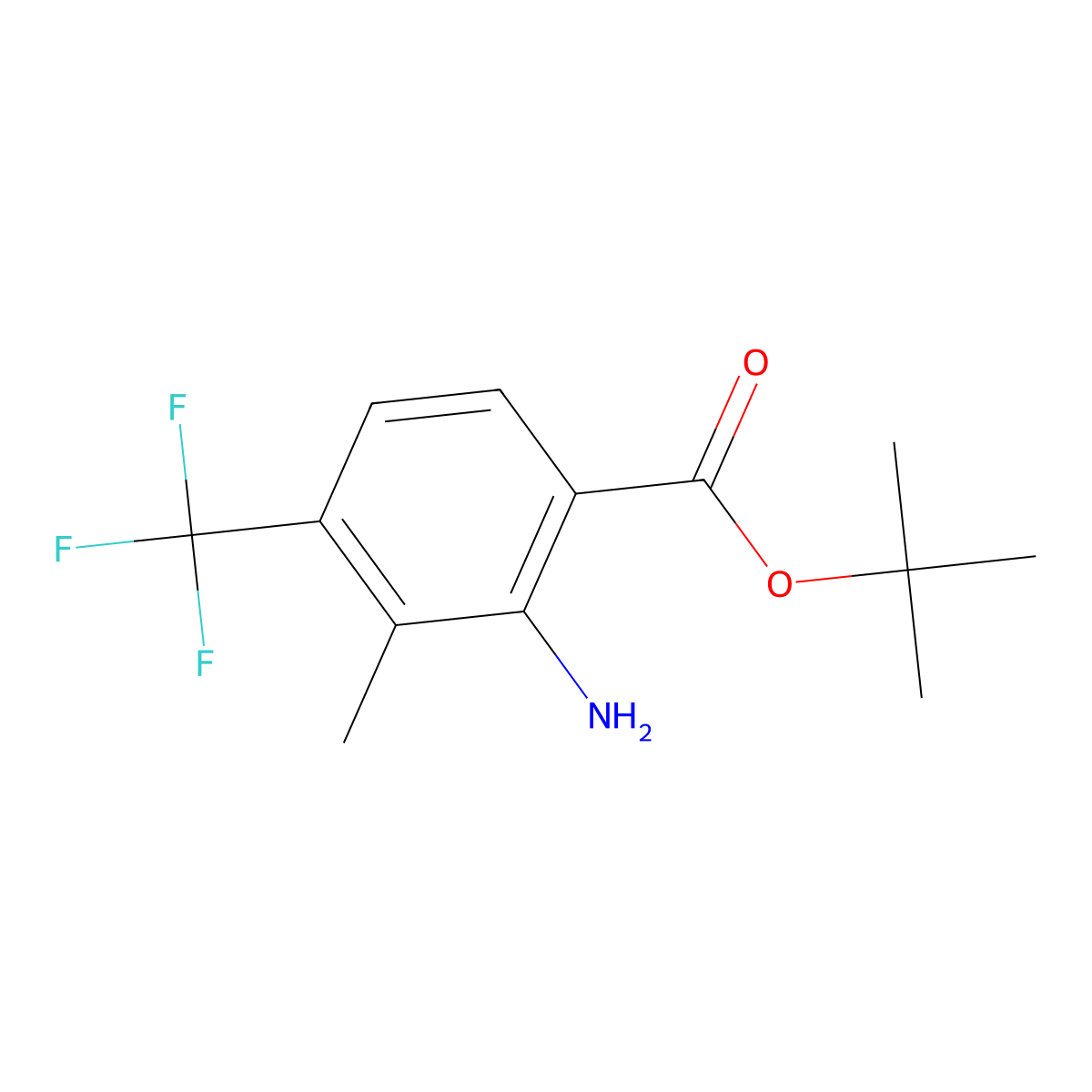 Tert-butyl 2-amino-3-methyl-4-(trifluoromethyl)benzoate molecular structure, CAS 2248392-67-6