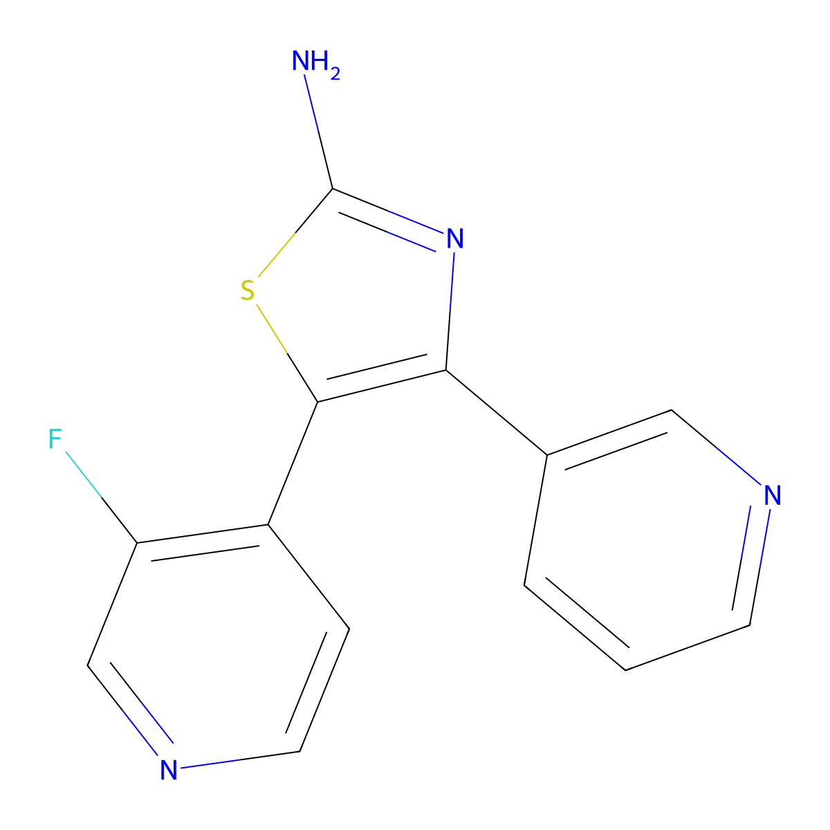 5-(3-Fluoropyridin-4-yl)-4-(pyridin-3-yl)-1,3-thiazol-2-amine molecular structure, CAS 2248392-70-1