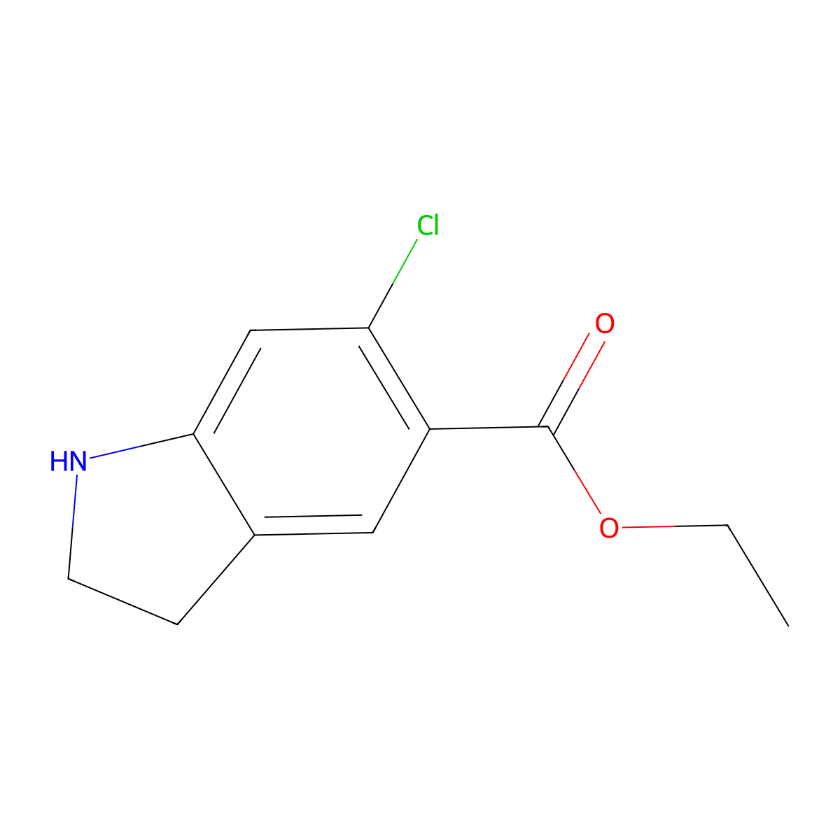 Ethyl 6-chloro-2,3-dihydro-1H-indole-5-carboxylate molecular structure, CAS 2248392-93-8